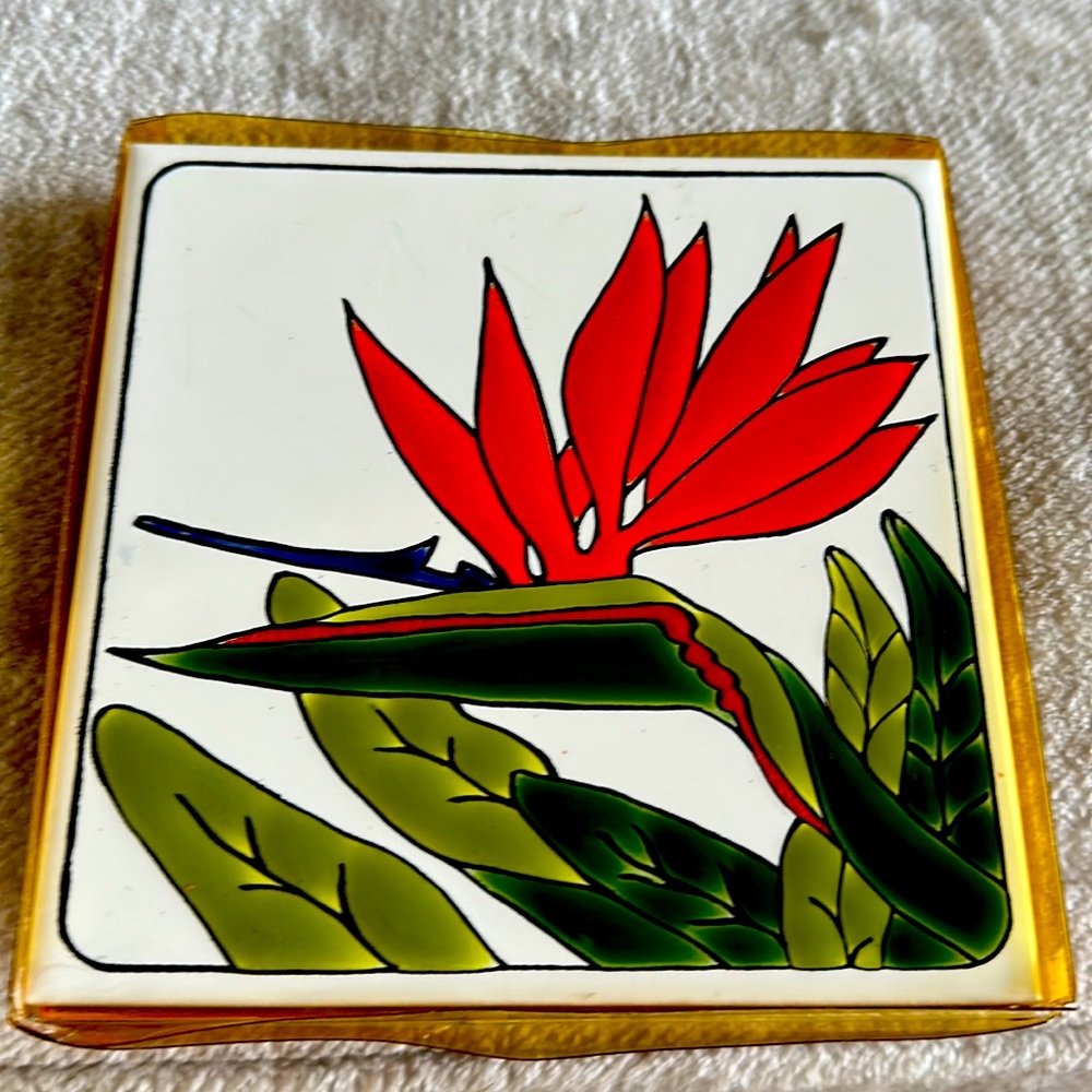 Vintage pacific coasters , Bird of Paradise designed in Hawaii.